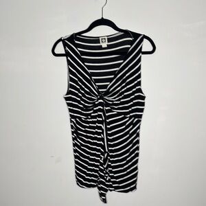 Anne Klein Black and White Striped Tank Top